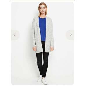 Samsoe Laurie Cardigan Sweater Womens S Wool Mohair Open Front Gray Quiet Luxury